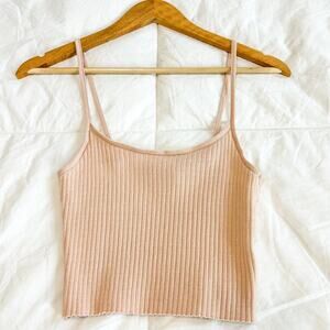 NWOT PacSun L.A. Hearts Cream Ribbed Spaghetti Strap Tank Top Size Medium